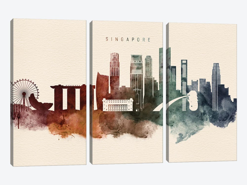 Singapore Desert Skyline by WallDecorAddict 3-piece Canvas Art Print