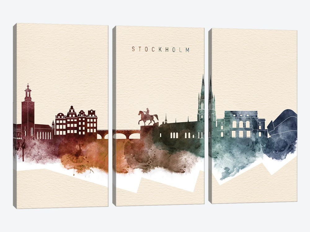 Stockholm Desert Skyline by WallDecorAddict 3-piece Canvas Wall Art