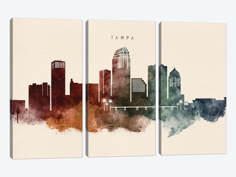 Tampa Desert Skyline by WallDecorAddict 3-piece Canvas Print