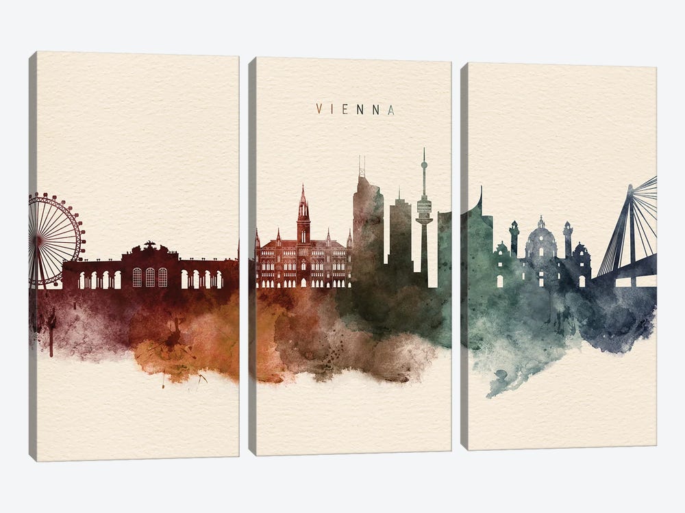 Vienna Desert Skyline by WallDecorAddict 3-piece Art Print