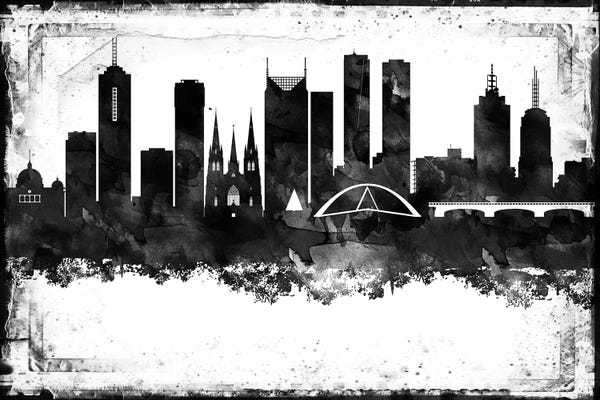 Victoria: Melbourne Black And White Framed Skylines by WallDecorAddict