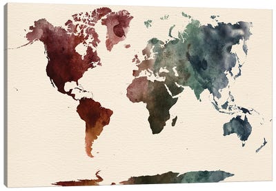 World Map Art Desert Style Canvas Art Print - World Map Art