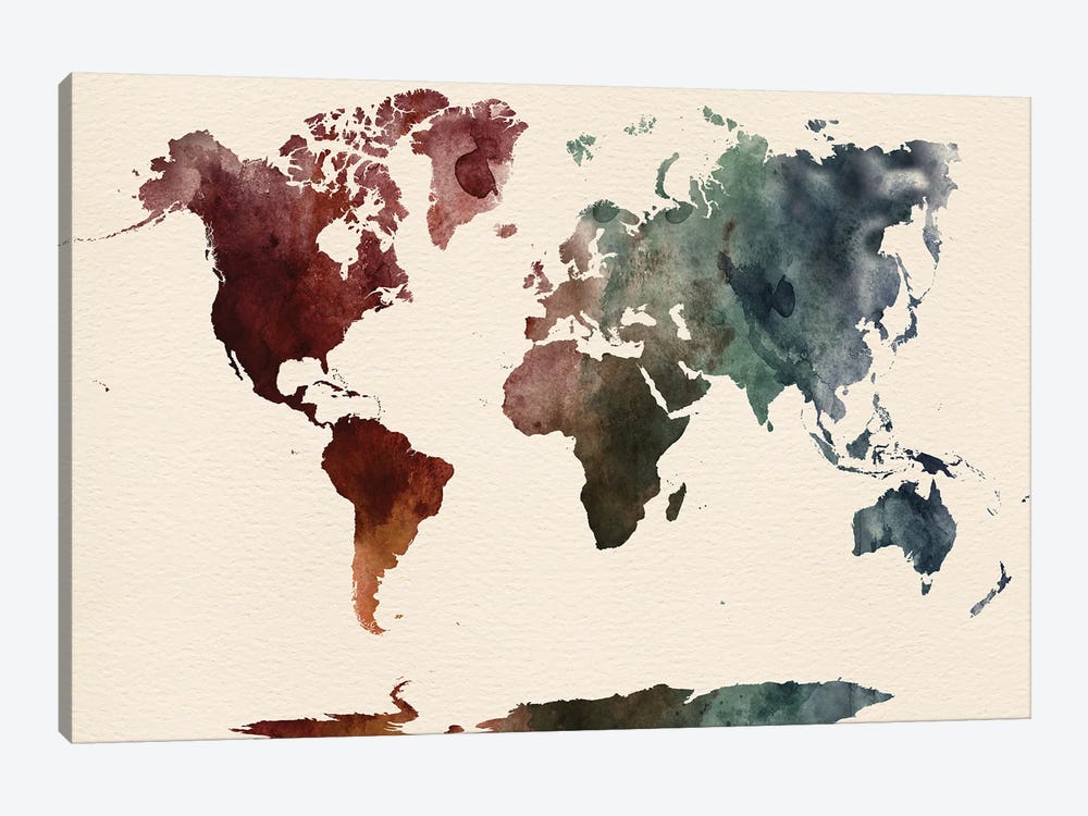 World Map Art Desert Style by WallDecorAddict 1-piece Canvas Art