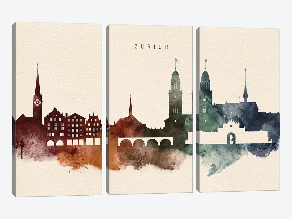 Zurich Desert Skyline by WallDecorAddict 3-piece Canvas Art Print