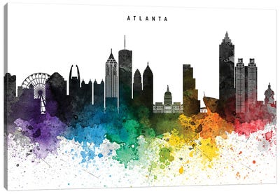 Atlanta Skyline Rainbow Style Canvas Art Print - Atlanta Skylines