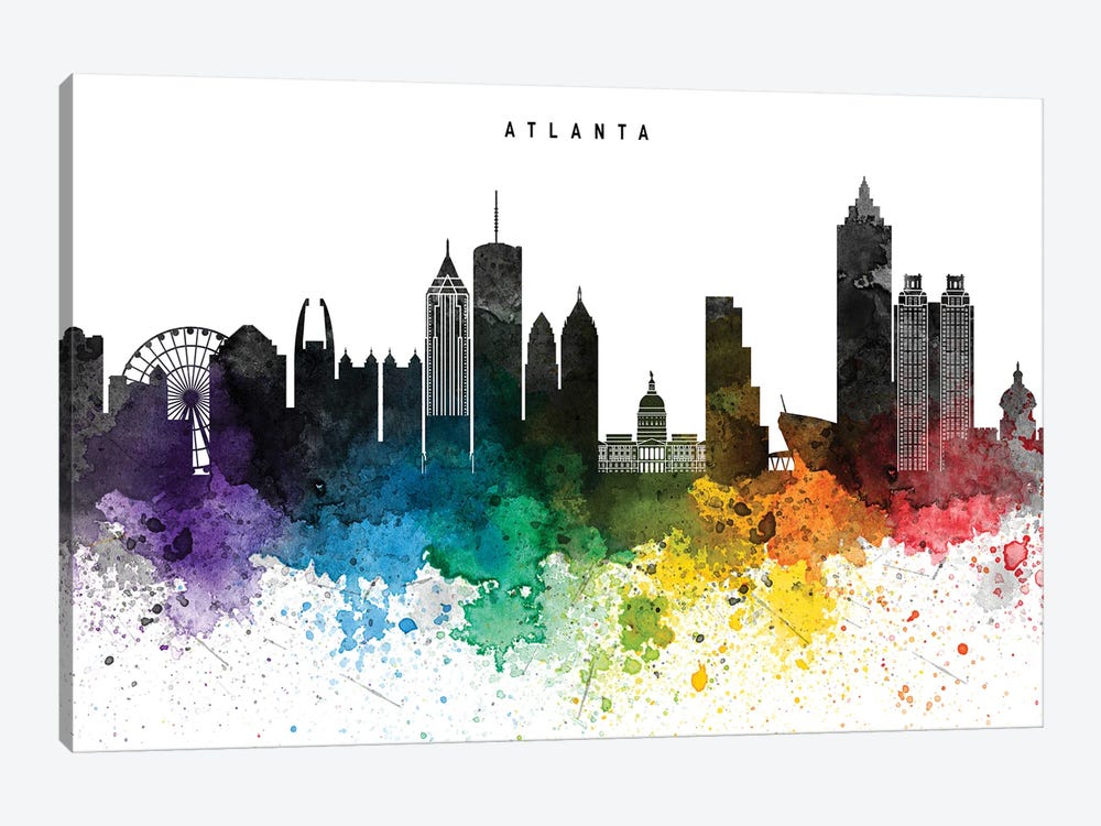 Atlanta Skyline Rainbow Style by WallDecorAddict 1-piece Canvas Art Print