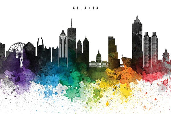 Atlanta: Atlanta Skyline Rainbow Style by WallDecorAddict
