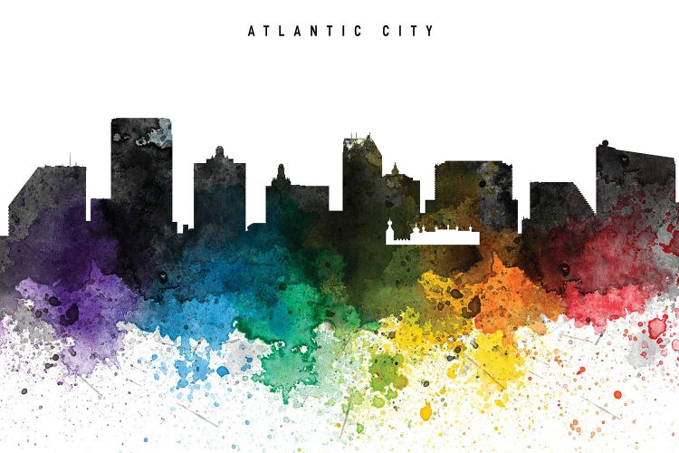 Atlantic City Skyline Rainbow Style by WallDecorAddict wall art