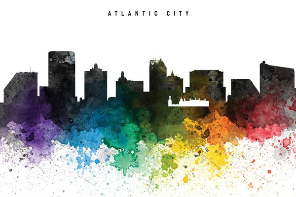 New Jersey: Atlantic City Skyline Rainbow Style by WallDecorAddict