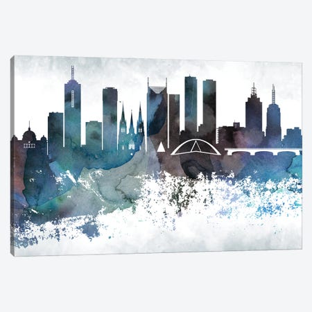 Melbourne Bluish Skylines Canvas Print #WDA246} by WallDecorAddict Canvas Artwork