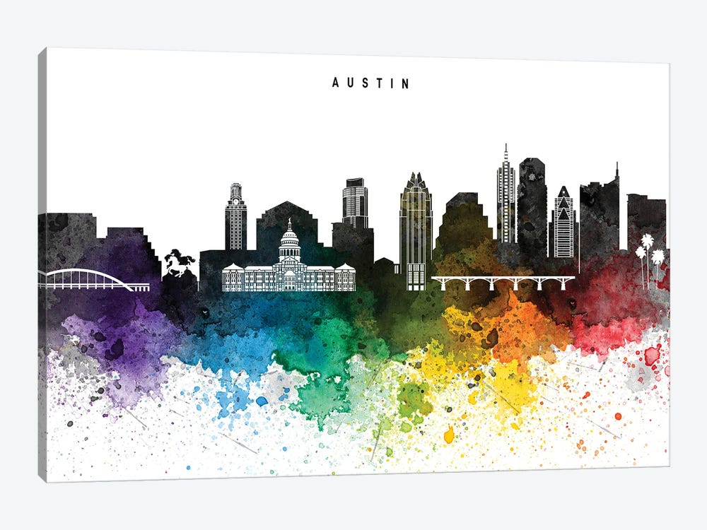 Austin Skyline Rainbow Style by WallDecorAddict 1-piece Canvas Art