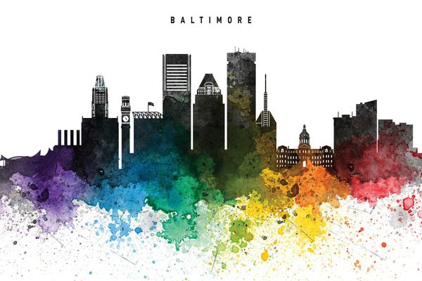 Maryland: Baltimore Skyline Rainbow Style by WallDecorAddict