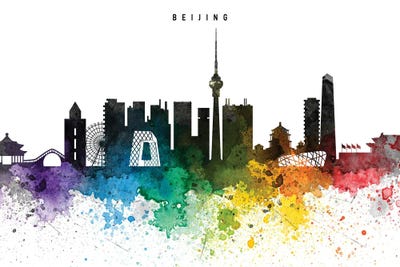 Beijing Skyline Rainbow Style by WallDecorAddict acrylic art print