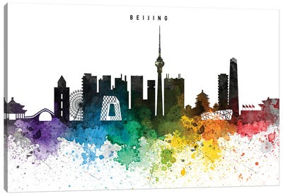 Beijing Skyline Rainbow Style Canvas Art Print