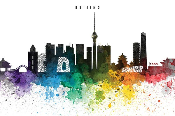 Beijing: Beijing Skyline Rainbow Style by WallDecorAddict