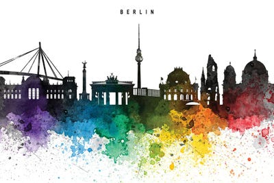 Berlin Skyline Rainbow Style by WallDecorAddict multi panel art