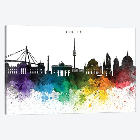 Berlin Skyline Rainbow Style Canvas Print #WDA2473} by WallDecorAddict Art Print