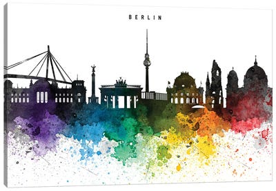 Berlin Skyline Rainbow Style Canvas Art Print - Berlin Art