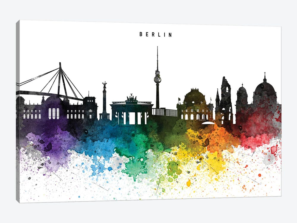 Berlin Skyline Rainbow Style by WallDecorAddict 1-piece Art Print