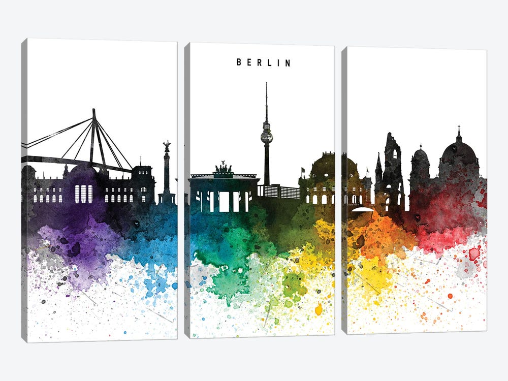 Berlin Skyline Rainbow Style by WallDecorAddict 3-piece Art Print