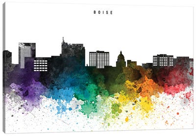 Boise Skyline Rainbow Style Canvas Art Print - Idaho Art