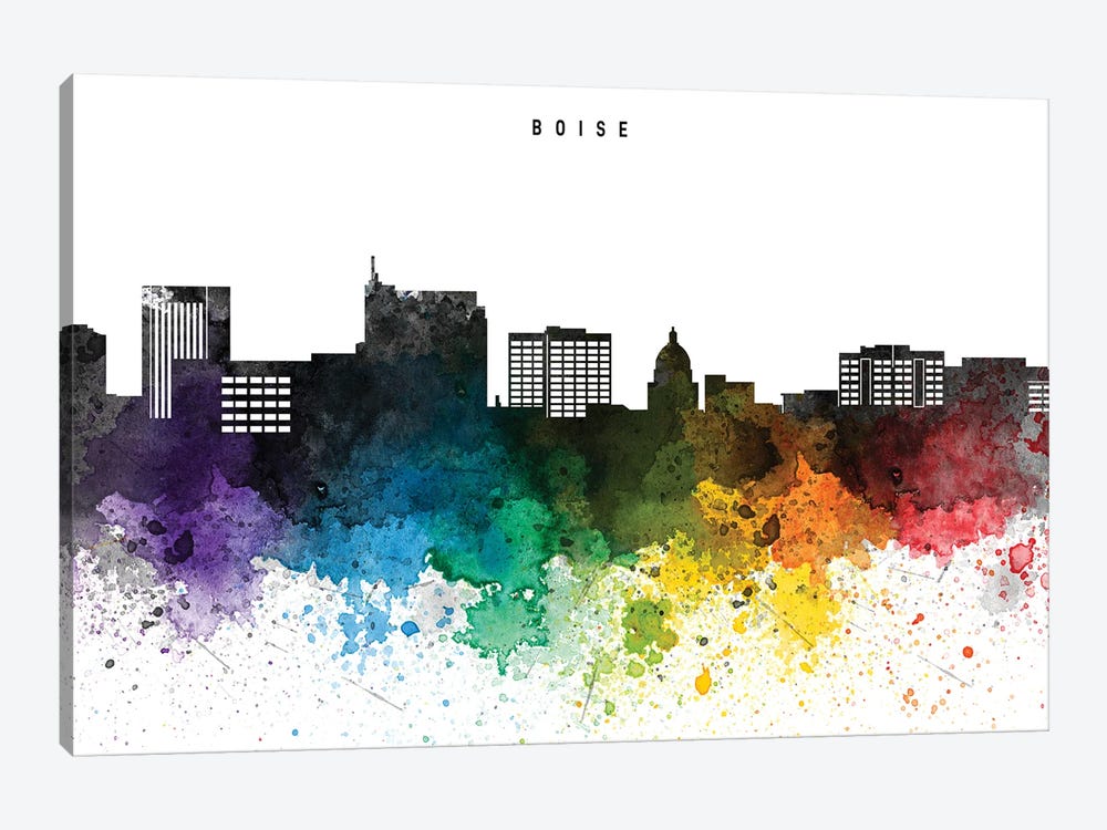 Boise Skyline Rainbow Style by WallDecorAddict 1-piece Canvas Artwork