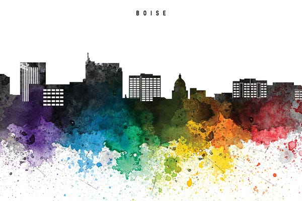 Idaho: Boise Skyline Rainbow Style by WallDecorAddict