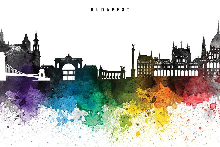 Budapest Skyline Rainbow Style