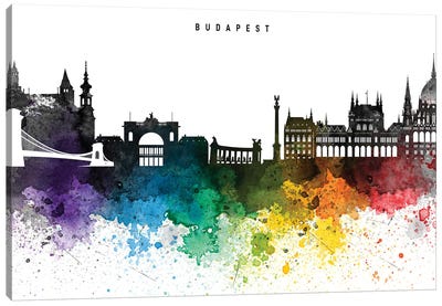 Budapest Skyline Rainbow Style Canvas Art Print - Budapest