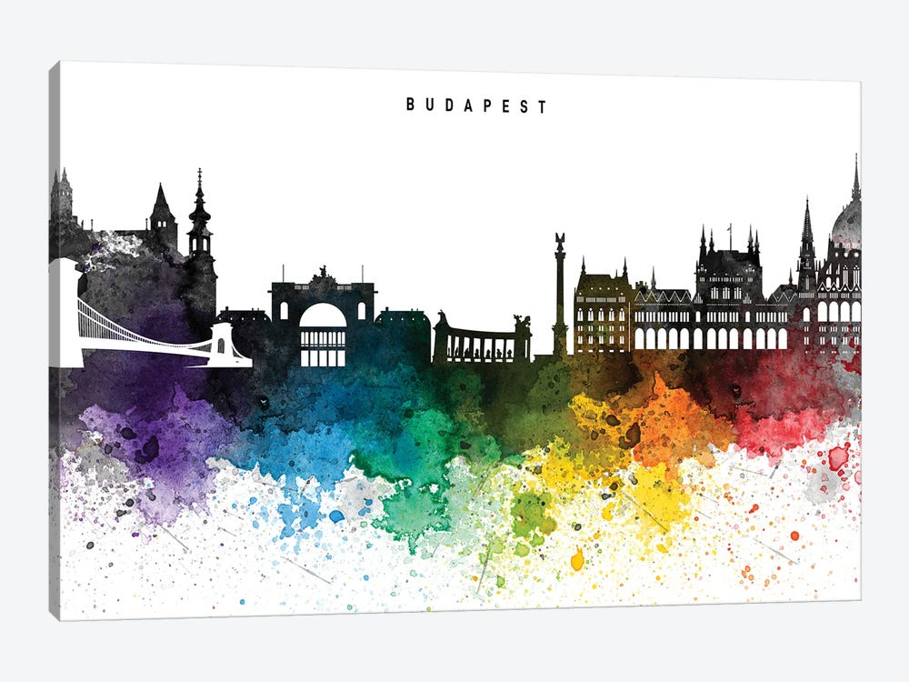 Budapest Skyline Rainbow Style by WallDecorAddict 1-piece Canvas Art Print
