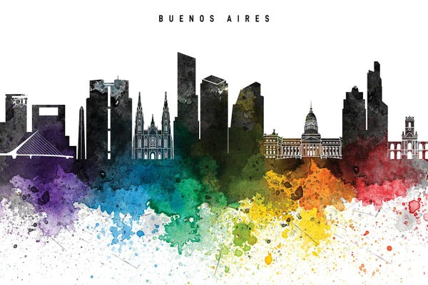 Buenos Aires: Buenos Aires Skyline Rainbow Style by WallDecorAddict