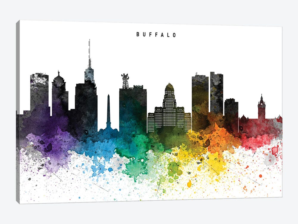 Buffalo Skyline Rainbow Style by WallDecorAddict 1-piece Art Print