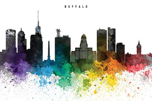 Buffalo: Buffalo Skyline Rainbow Style by WallDecorAddict