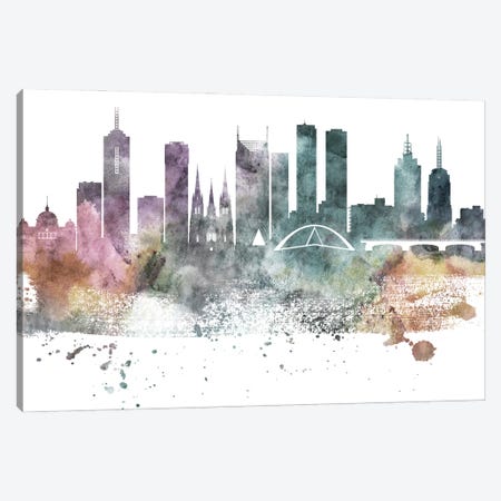 Melbourne Pastel Skylines Canvas Print #WDA247} by WallDecorAddict Canvas Wall Art