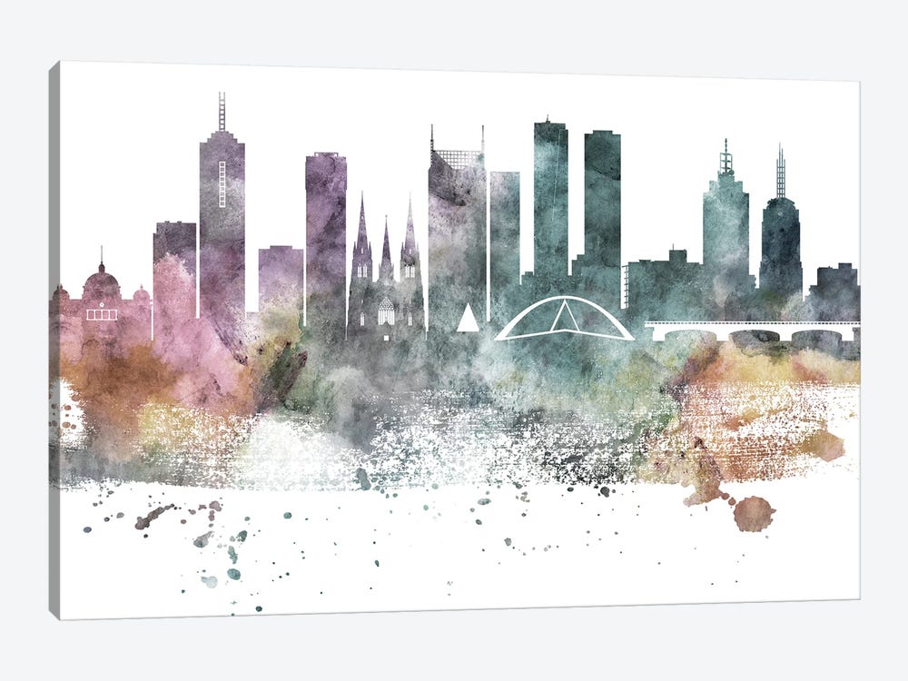 Melbourne Pastel Skylines by WallDecorAddict 1-piece Art Print