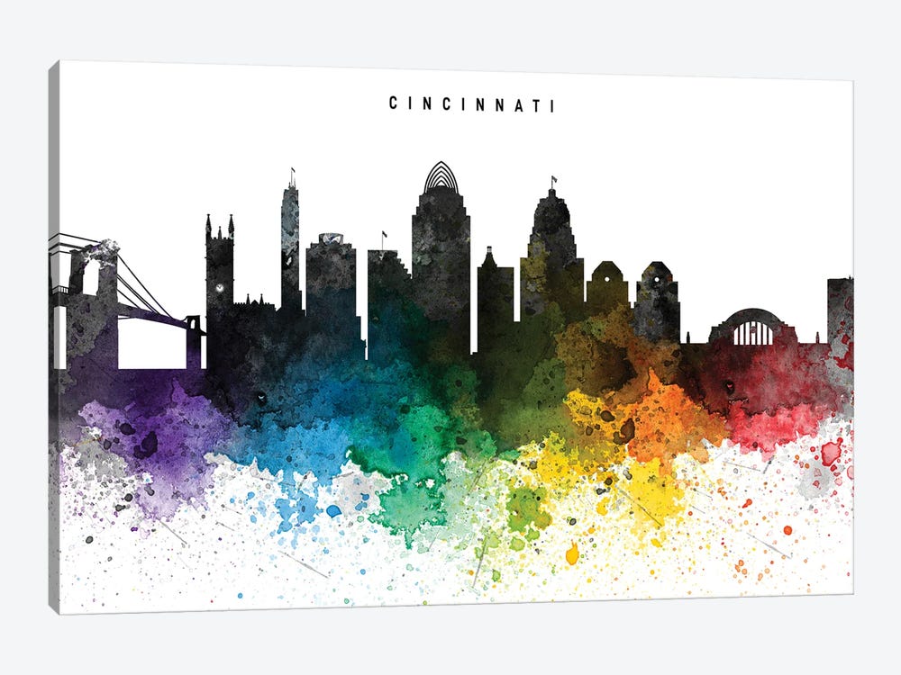 Cincinnati Skyline Rainbow Style by WallDecorAddict 1-piece Art Print