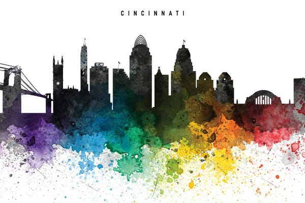 Cincinnati: Cincinnati Skyline Rainbow Style by WallDecorAddict