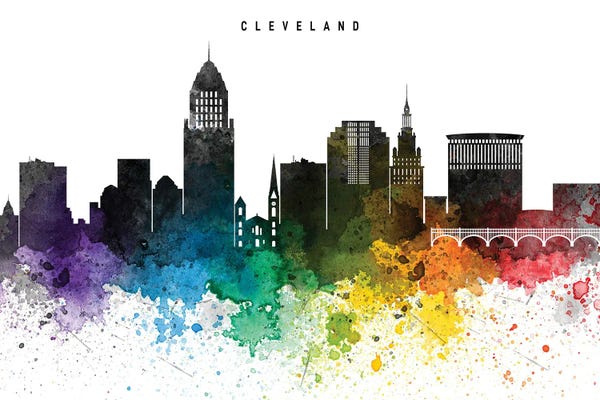 Ohio: Cleveland Skyline Rainbow Style by WallDecorAddict