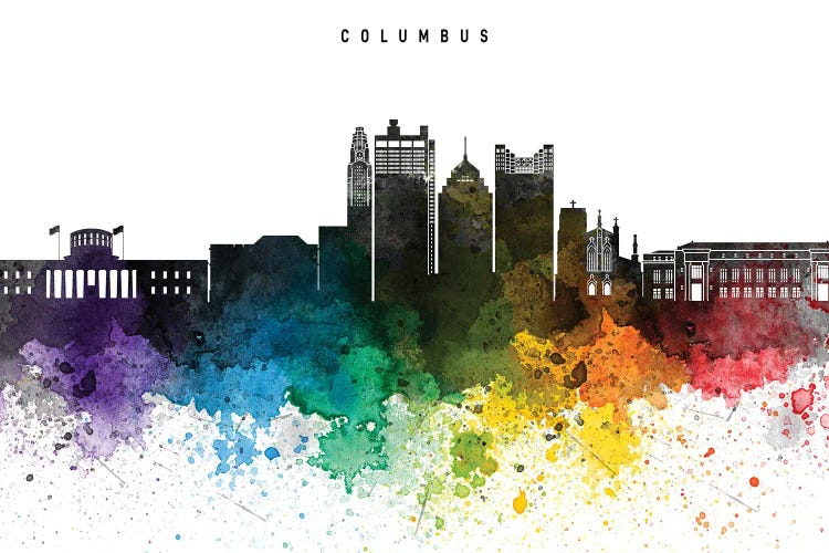 Columbus Skyline Rainbow Style by WallDecorAddict wall art