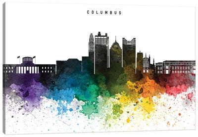 Columbus Skyline Rainbow Style Canvas Art Print