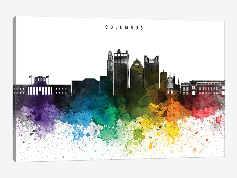 Columbus Skyline Rainbow Style by WallDecorAddict 1-piece Canvas Art Print