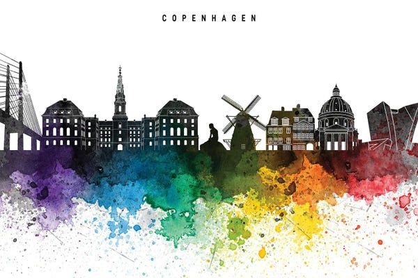 Denmark: Copenhagen Skyline Rainbow Style by WallDecorAddict
