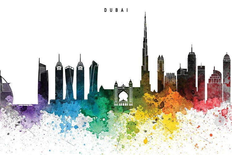 Dubai Skyline Rainbow Style