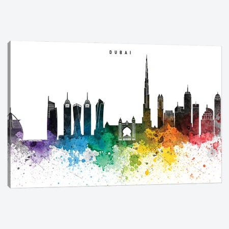 Dubai Skyline Rainbow Style Canvas Print #WDA2491} by WallDecorAddict Art Print