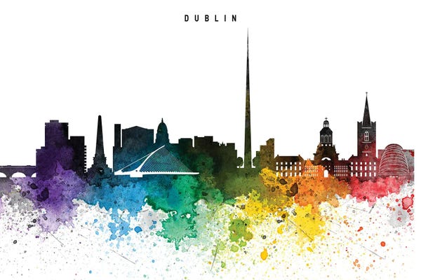 Dublin: Dublin Skyline Rainbow Style by WallDecorAddict
