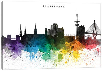 Dusseldorf Skyline Rainbow Style Canvas Art Print