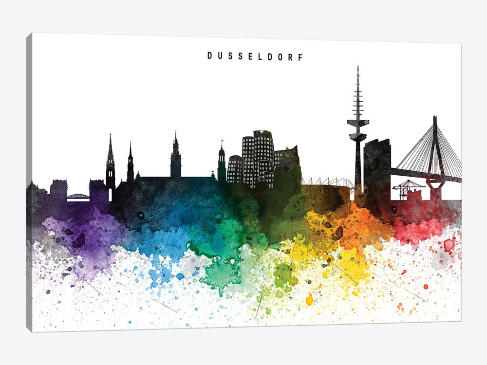Dusseldorf Skyline Rainbow Style by WallDecorAddict 1-piece Canvas Print