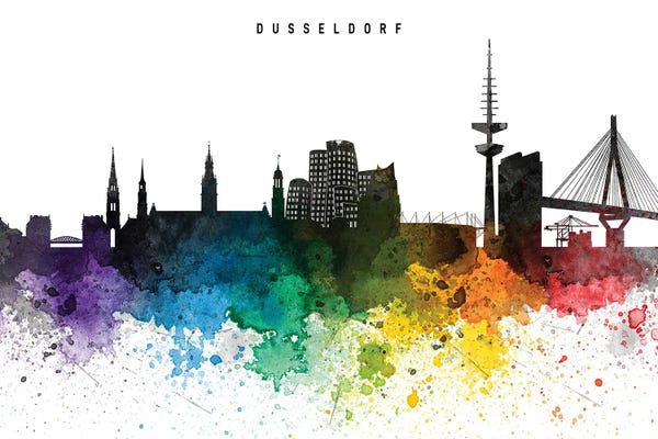 Dusseldorf: Dusseldorf Skyline Rainbow Style by WallDecorAddict