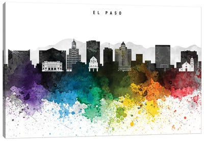 El Paso Skyline Rainbow Style Canvas Art Print