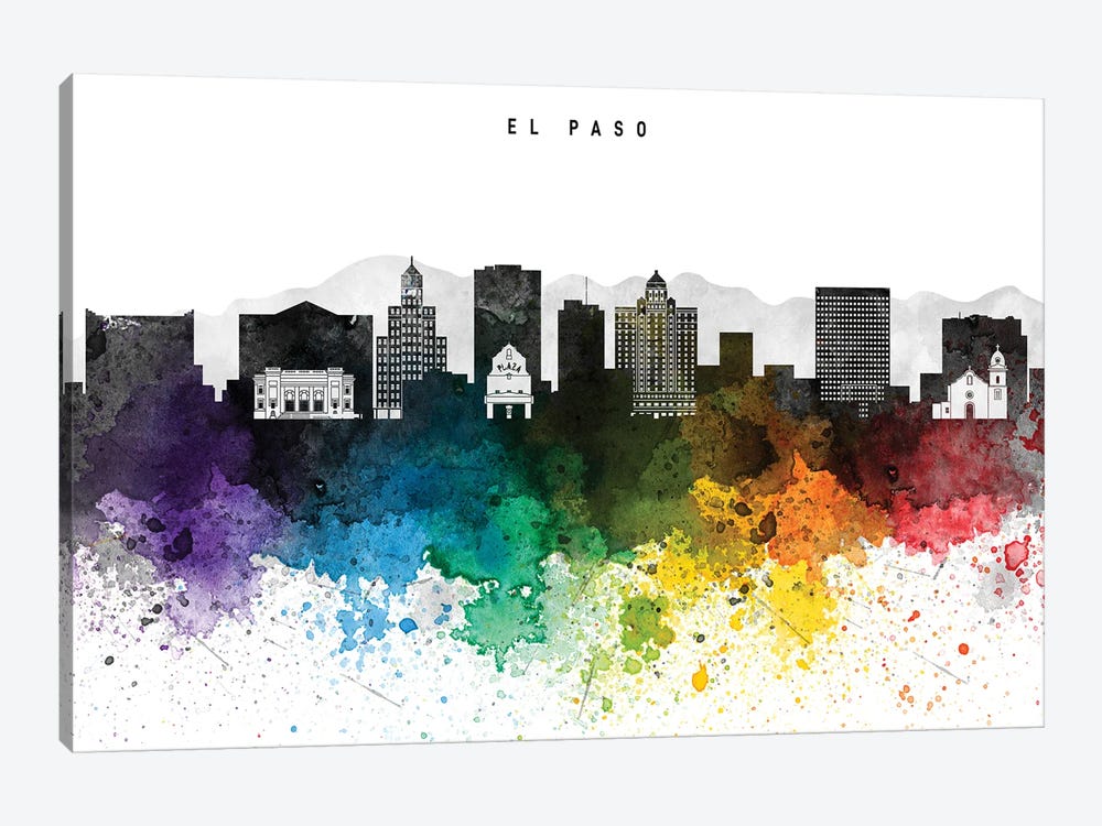El Paso Skyline Rainbow Style by WallDecorAddict 1-piece Canvas Art